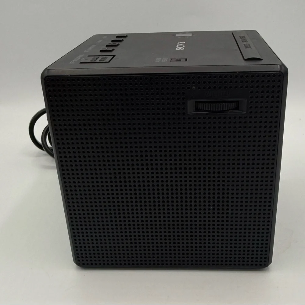 Sony ICF-C1 Square Cube Alarm Clock Radio in Black‎ Tested & Works
